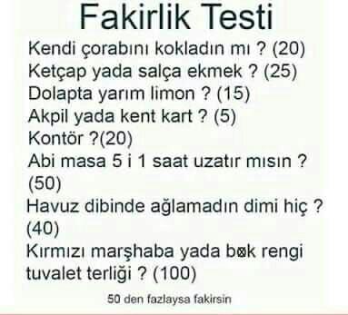 Ne Kadar Fakirsin ? Fakirlik Testi ??