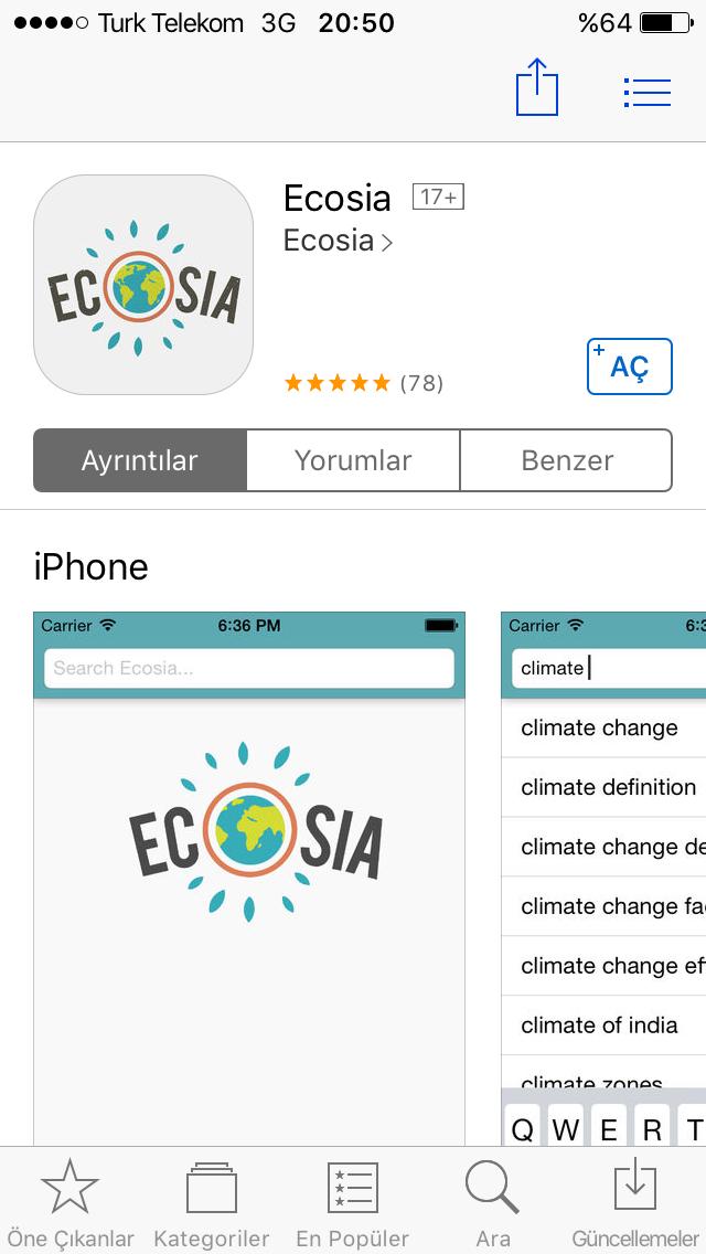 ECOSİA, her internet aramanız için bir ağaç dikiyor. Sizin arama motorunuz nedir?