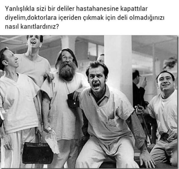 Yanlışlıkla sizi deliler hastanesine kapattılar diyelim, doktorlara deli olmadığınızı nasıl kanıtlardınız??
