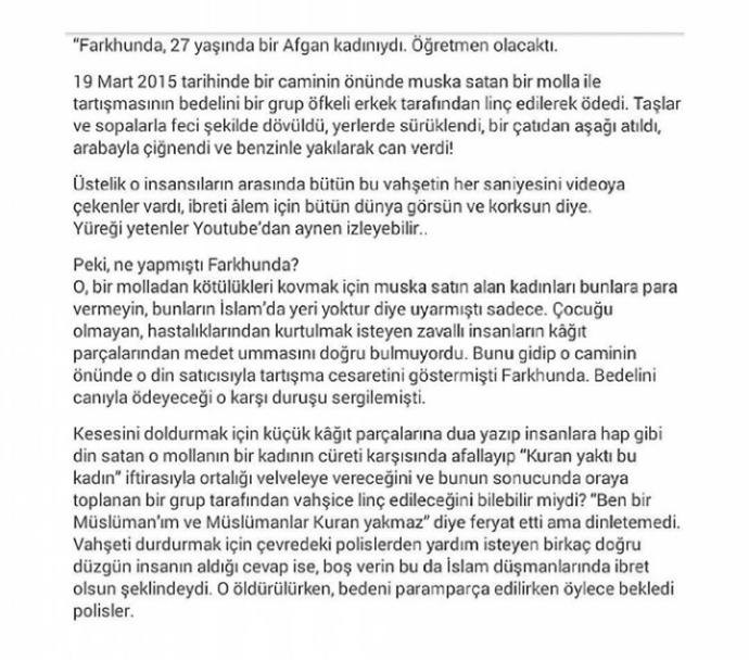 YAKILARAK ÖLDÜRÜLEN FARKHUNDA'YI DUYDUNUZ MU?