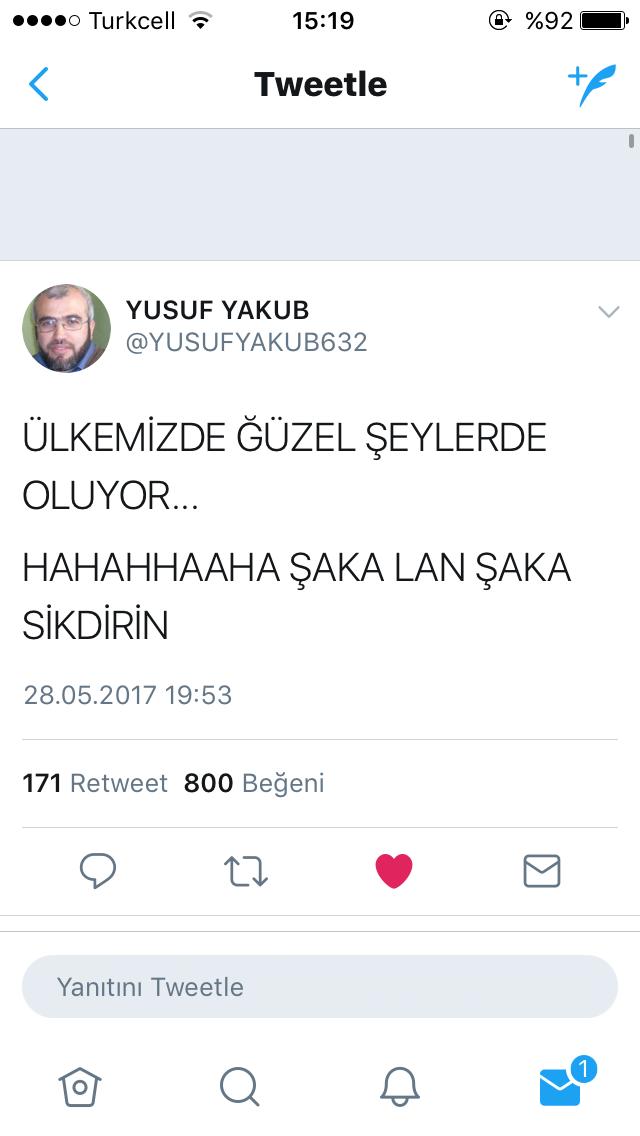 YUSUF YAKUB'u bilen var mı ya da Twitter'den takip eden 😄😄?
