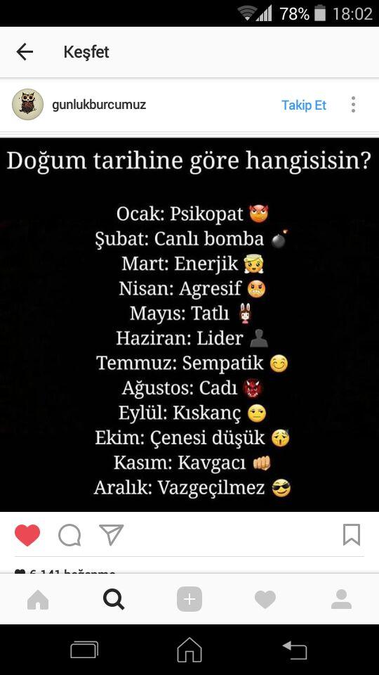 Doğum tarihine göre hangisisin?