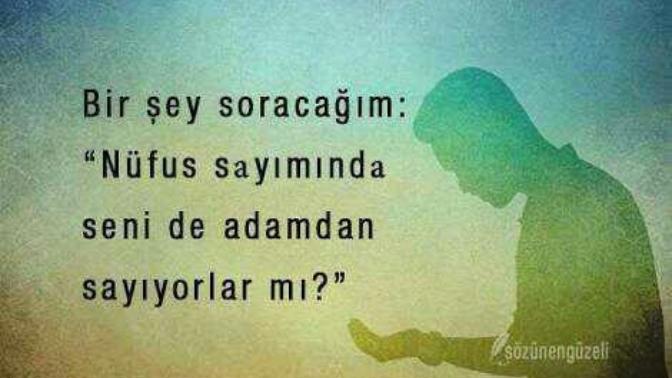 Birşey soracağım: ''Nüfüs sayımında senide adamdan sayıyorlar mı?'' dediğiniz insanlar var mı?