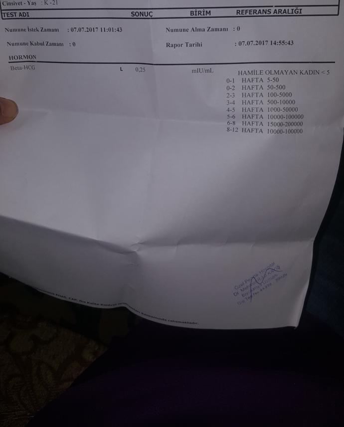 Kızlar, Kızlar bana yardımcı  olur musunuz lütfen ben bugün kan tahlili yaptırdım sonucu çıktı doktor yoktu sizce hamilemiyim ?