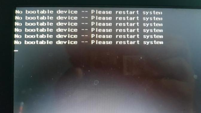 Toshiba No bootable device-please restart system?