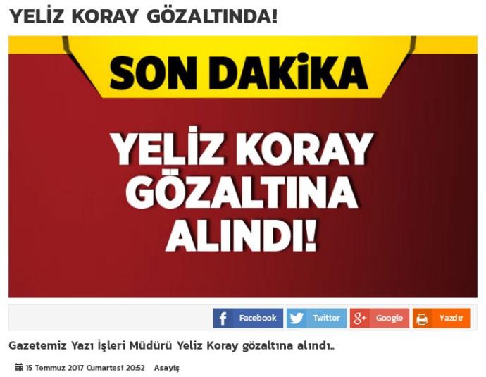 Yeliz Koray "Yerim Destanınızı" Yazısı yüzünden gözaltına alındı? Sizce gözaltına alınması doğru mu?