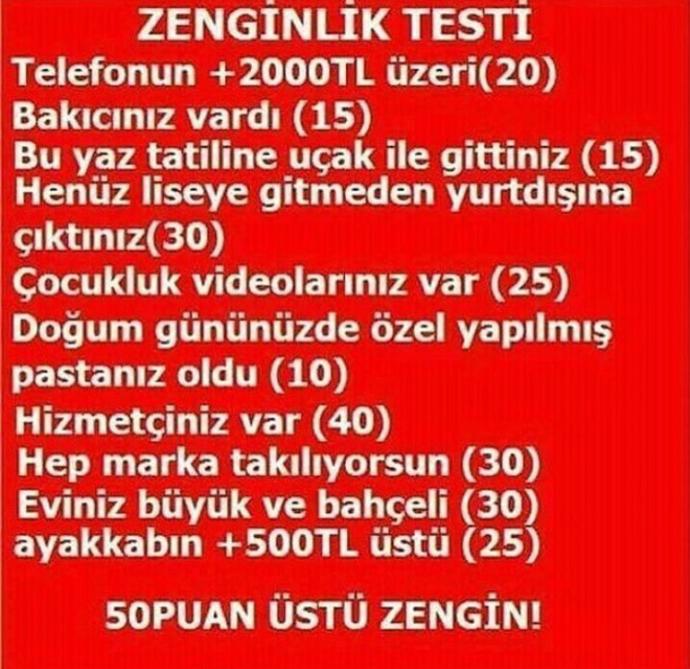 Zenginlik testi, ne kadar zenginsiniz ?