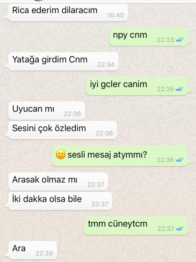 bi kaç gündür konuştuğum çocuk uyucam dedi telefonu kapattı facede acaba yazsammı?