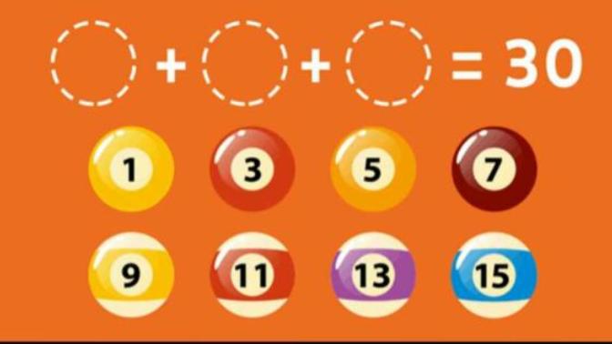 Biraz toplama yapalım mı? Hangi topları deliklere yerleştirip toplarsanız 30 elde edersiniz?
