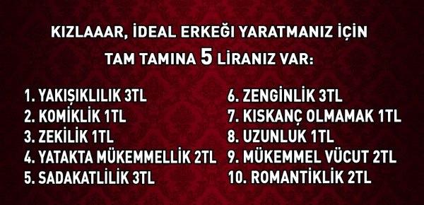 5 TL'ye ideal erkek yaratmak isteseniz hangilerini seçerdiniz?