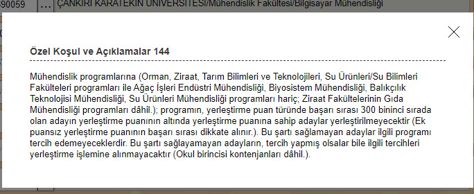 ÖSYM tercih listesindeki koşullar ne anlama geliyor?