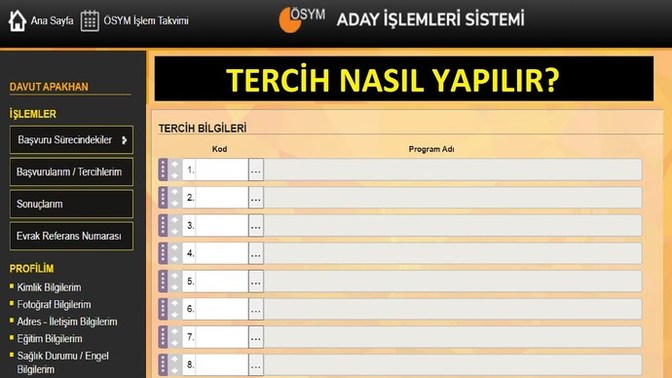 ÖSYM tercih listesindeki koşullar ne anlama geliyor?
