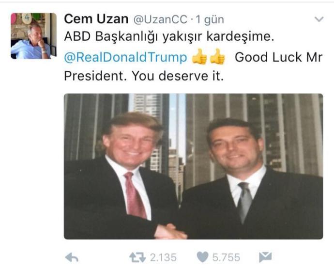 Donald Trump ile Cem Uzan çok yakın arkadaşmış.Düşünceleriniz neler ?