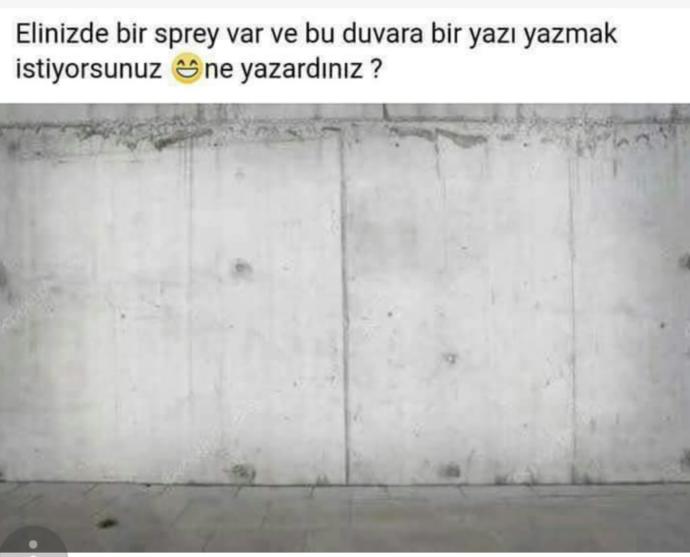 elinize bir sprey veriyoruz ve bu boş duvara yazı yazmanızı istiyoruz, ne yazarsınız?