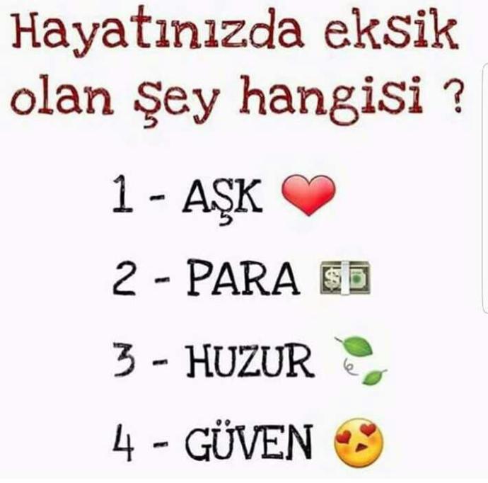 Hayatınızda eksik olan şey hangisi???