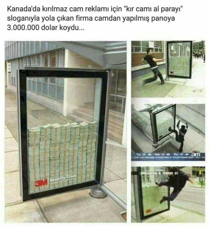 Siz olsaydınız kırabilir miydiniz! <br /><br />İçinde 3.000.000 Dolar olan cam reklam panosunu :)??