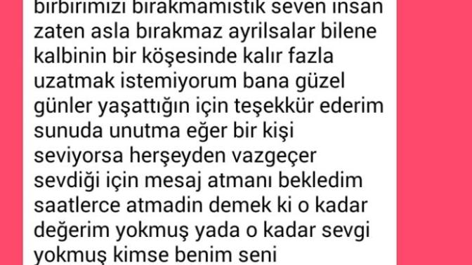 Erkek arkadasımdan ayrıldım bana whtsaptan boyle mesaj attı ne yapacağımi bilmiyorum?