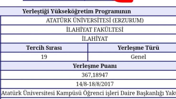 Atatürk Üniversitesini kazandım. Tebrik etmek yok mu?