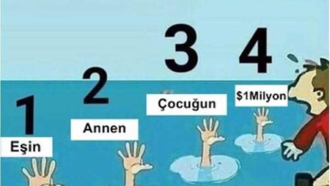 Denize annen esin çocuğun ve 1 milyon dolarda para dusse kimi kurtarirsin?