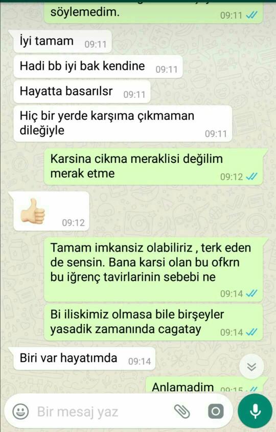 İnsanlar nasıl bu kadar acımasız olabiliyor ya?Bunu hakedecek hic  bir  şey yapmadım ama ayrılırken bile hayvan yerine konuldum??