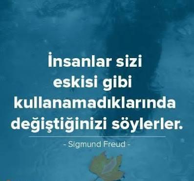 Sigmund Freud'a göre, insanlar sizi eskisi gibi kullanamadıklarında değiştiğinizi söyler. Sizce insanlar hangi sebepten değişir?