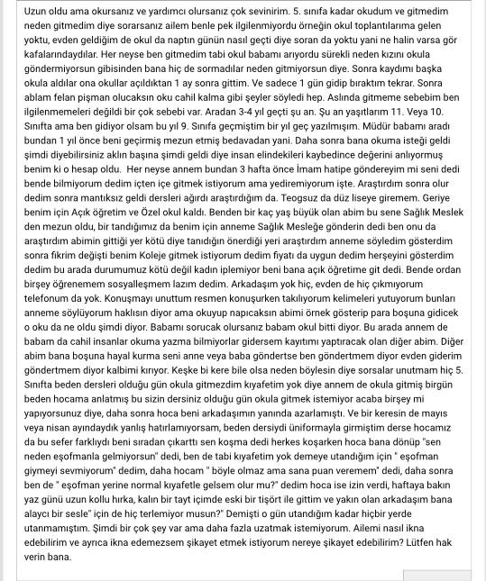 Ailem beni okula göndermiyor?