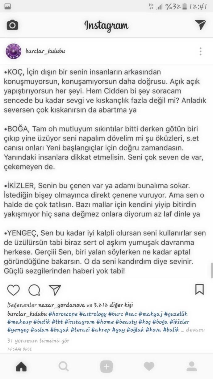 Günlük burç yorumları geldi. Baktınız mı??