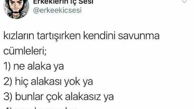 Kızların tartışırken kendini savunma cümleleri nelerdir?