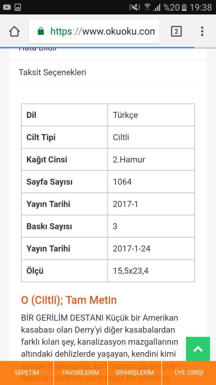 Bunlardan hangisi tam metin? İkisi de mi (Stephen King "O")??