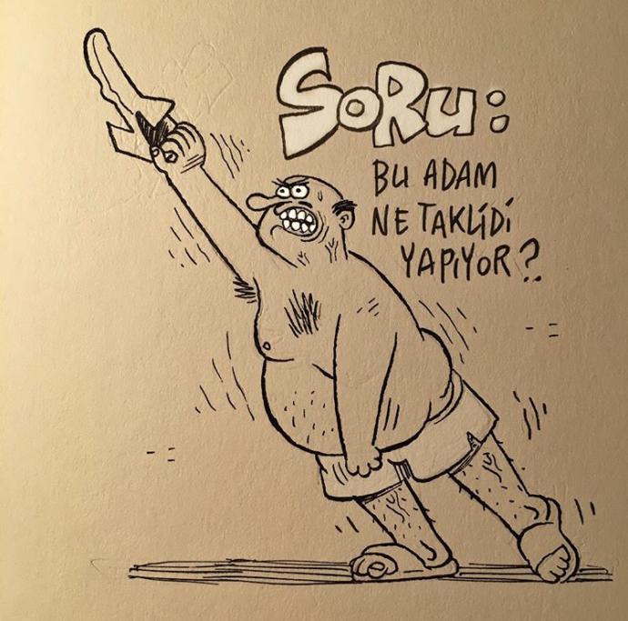Bu adam ne taklidi yapıyor?