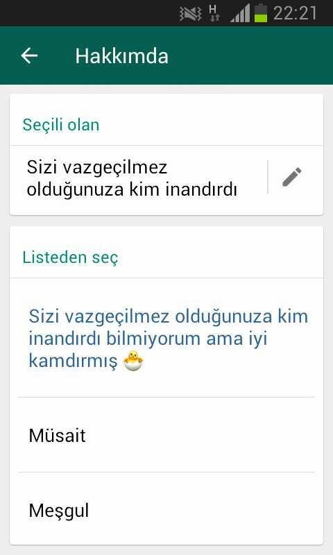 Peki ya senin whatsapp durumunda ne yazıyor??