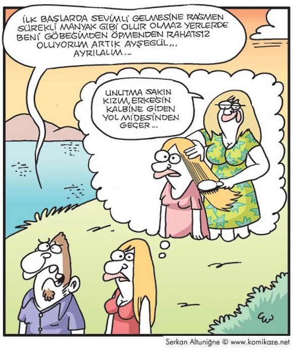 Gerçekten de aşka giden yol erkeğin midesinden geçiyorsa; sonunun b.. k olması normaldir. Aşkın yolu nerden geçer?