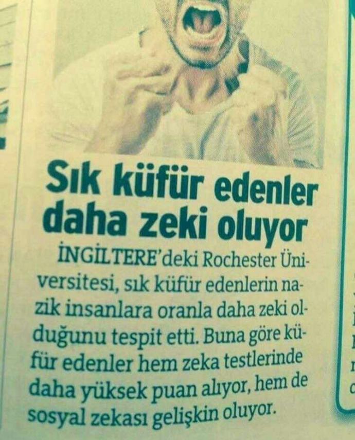 Sık küfür edenler zeki olurmuş siz küfür ediyor musunuz??
