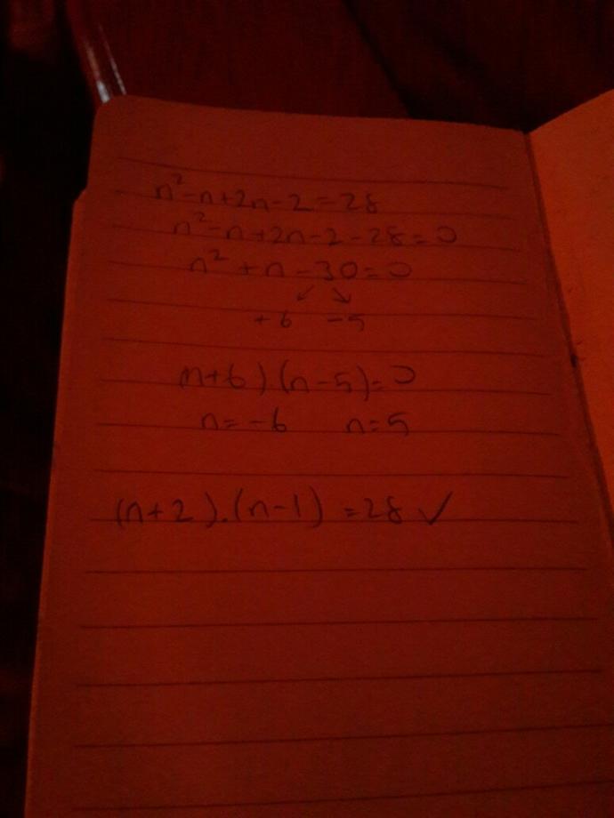 (n+2). (n-1)=28 uzun sekilde nasil cozulur arkadaslar lutfen yardim edin?