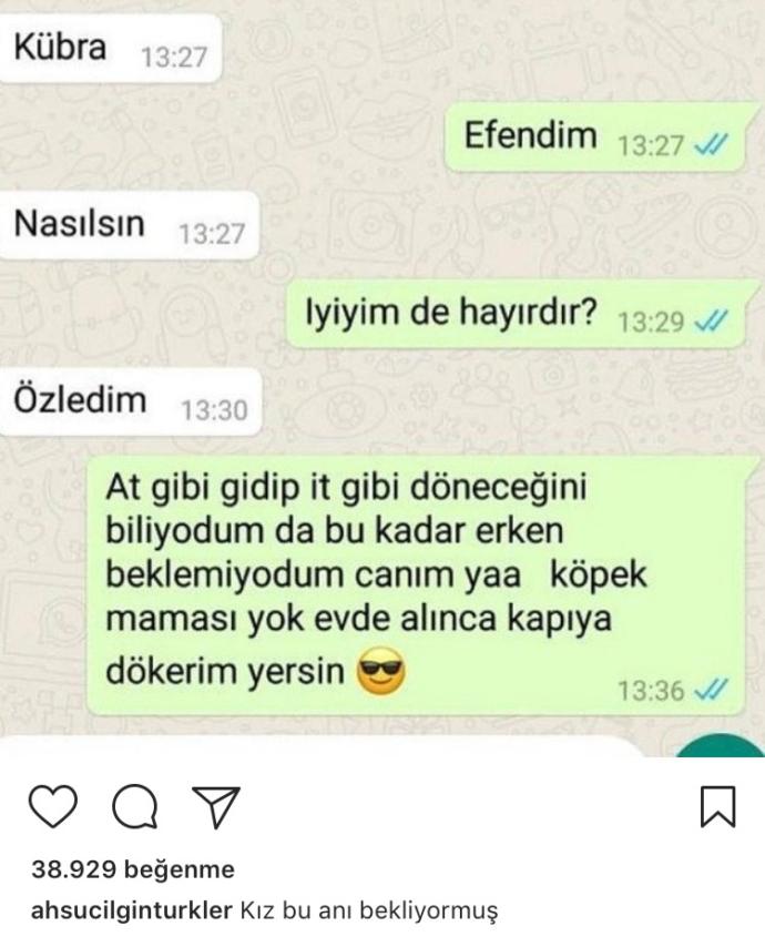 Eski sevgiliniz size "özledim" diye bir mesaj gönderseydi nasıl bir cevap verirdiniz?