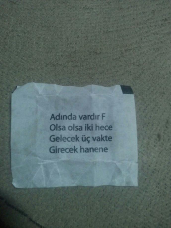 Falımda çıkan "F" nerdesin ??