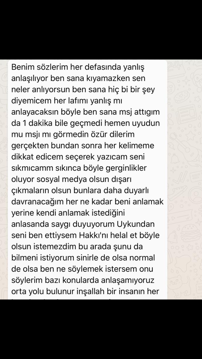 Sevgilimle tartıştık bana böyle yazdı (fotoğraflı) ne demek istiyor?