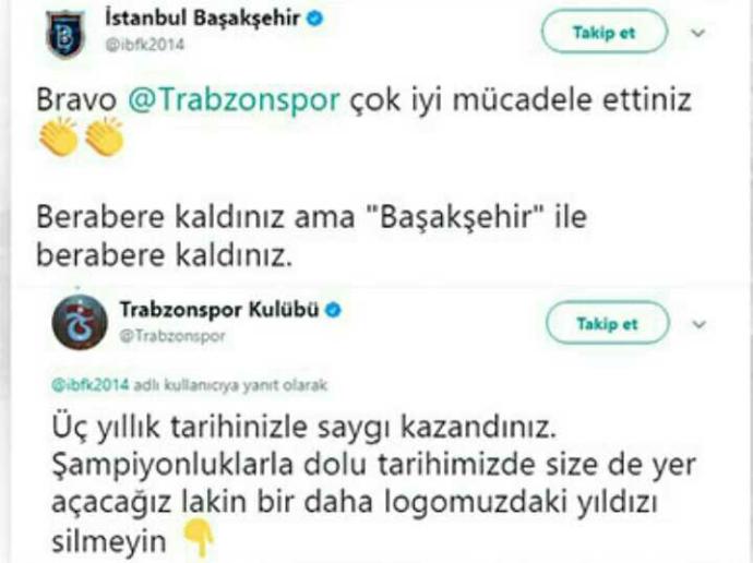 Trabzonspor ve Başakşehir'in twitter atışması?