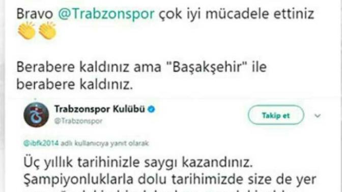Trabzonspor ve Başakşehir'in twitter atışması?