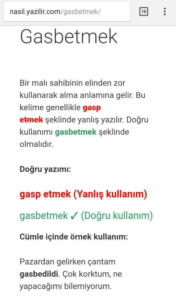 "Gasp etmek" mi, "gasbetmek" mi??