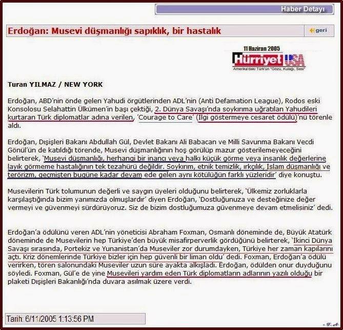 Erdogan Yahudi üstün hizmet madalyası alan tek müslüman neden?