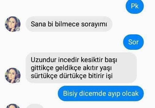 Uzun incedir kesiktir başı , gittikçe geldikçe akıtır yaşı , sürttükçe dürttükçe bitirir işi . Haydi bilin bakalım bilmeceyi 😄?