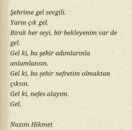 Nazım Hikmet'in en sevdiğiniz şiiri hangisi?
