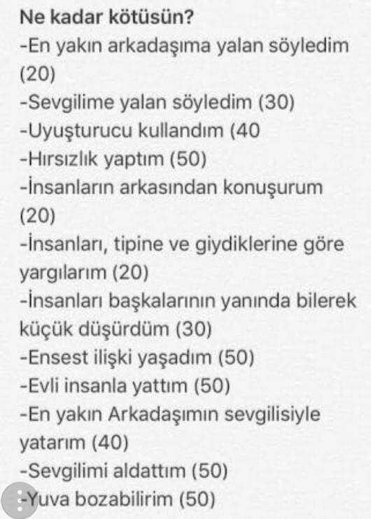 Ne Kadar Kötüsün Testi??