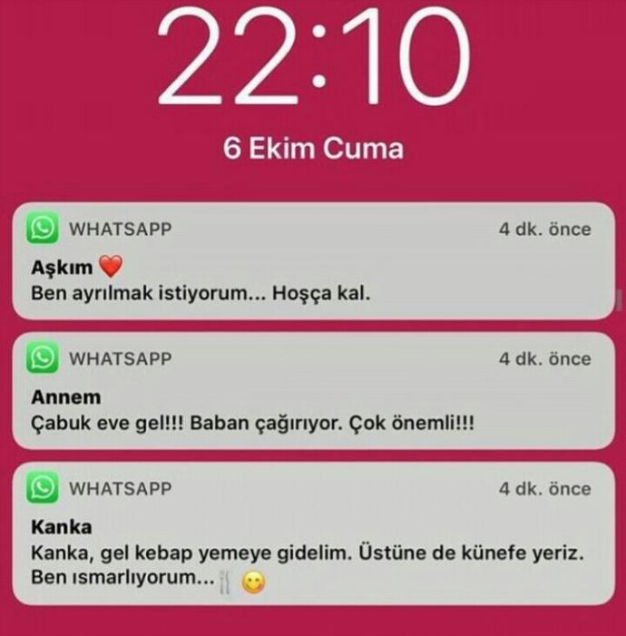 Aynı anda bu 3 mesaj gelse önce hangisine cevap verirdiniz?