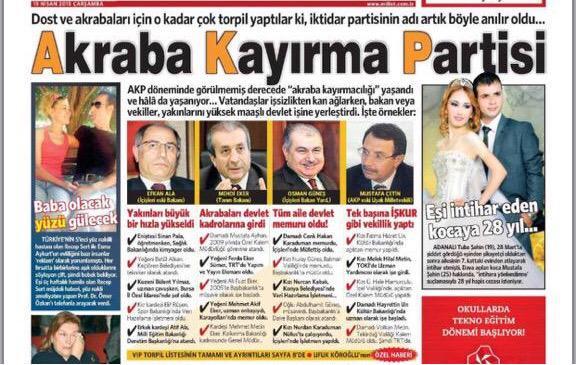 AKP'ye millet artık Akraba Kayırma Partisi diyor coğu kişi.Sizce haklılarmı ?