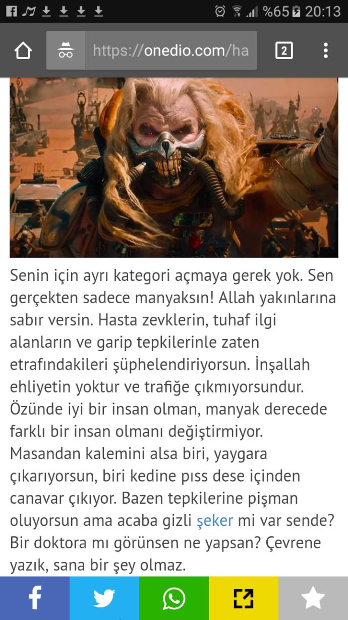 Testi çözün manyaklık sınırınızı ölçün bakalım?