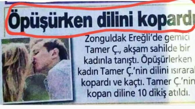 Öpüşürken sevgiliniz, dilinizi ısırsa ne tepki verirsiniz?