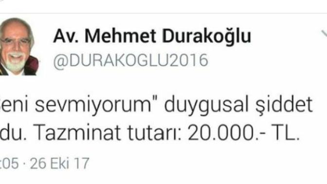 "Seni sevmiyorum" demek duygusal şiddet olmuş ve tazminat tutarı: 20000 TL. Beni sevmeyen var mı?
