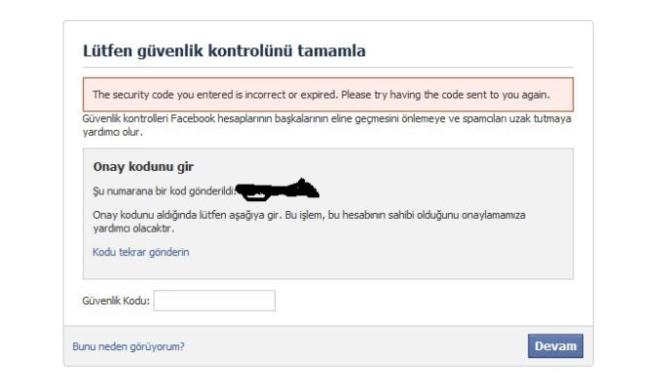 Facebook hesabıma bir türlü giremiyorum güvenlik kodu sebebiyle?